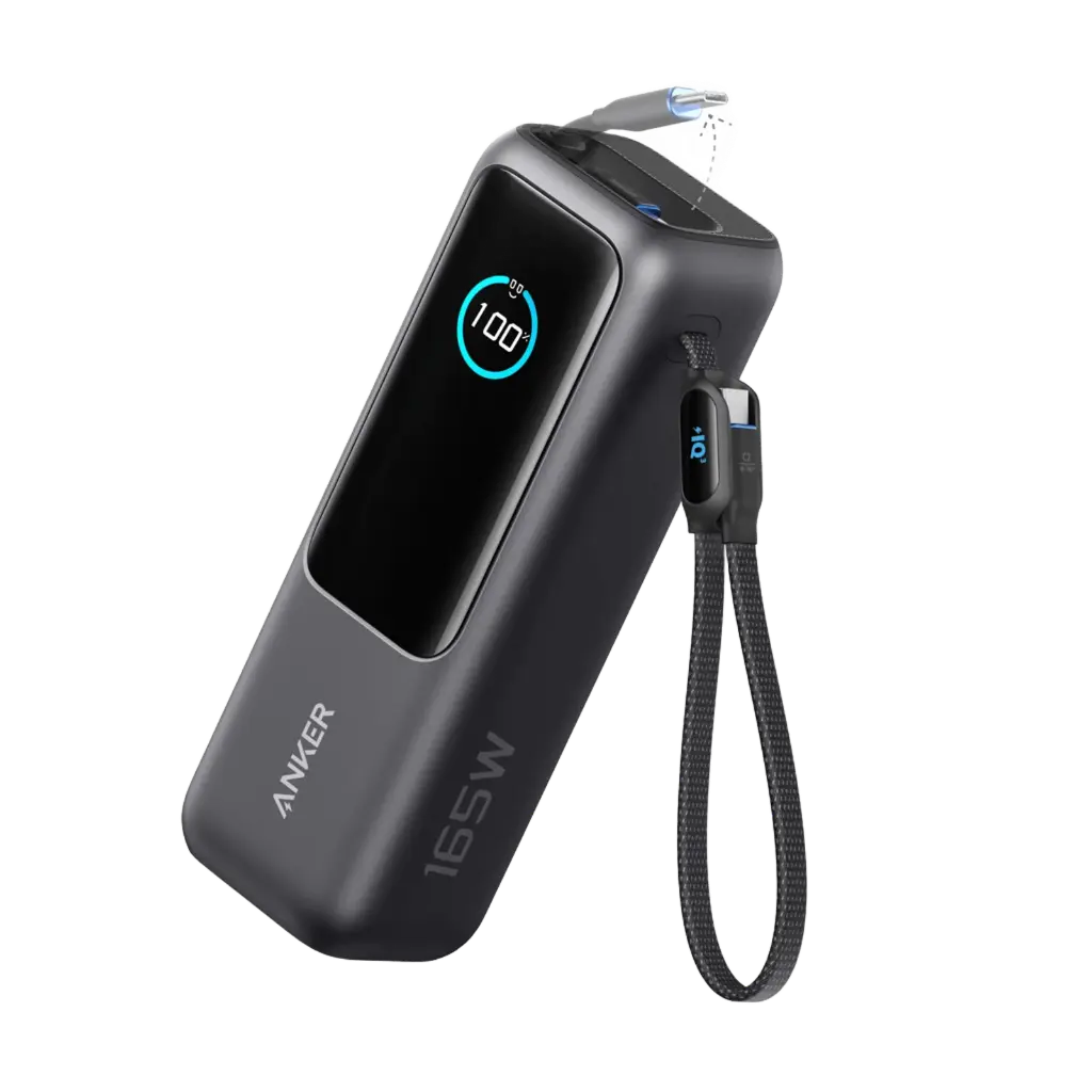 Anker Laptop Power Bank (25K, 165W, Built-In and Retractable Cables)